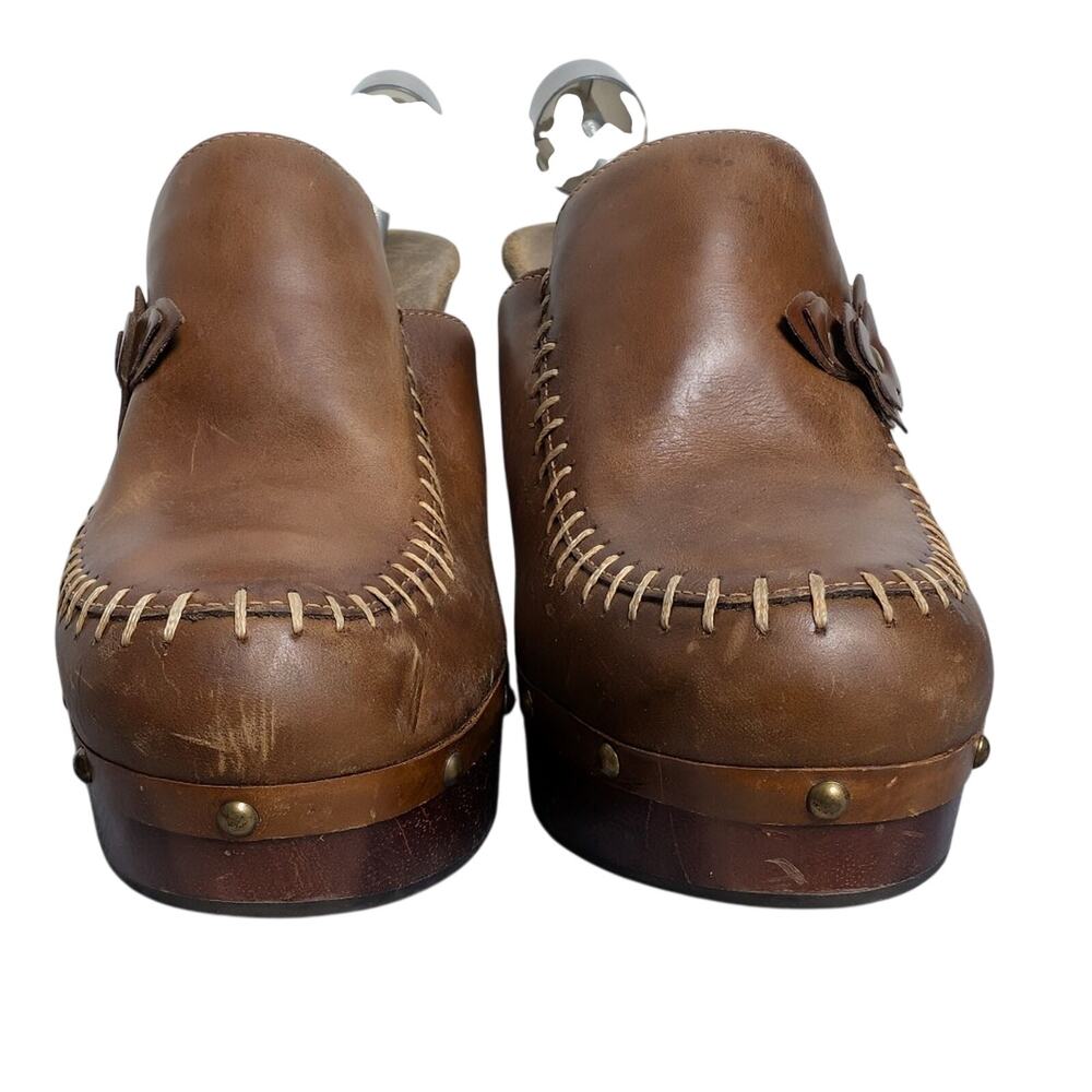 Vintage Y2K Xhileration Mule Womens 9.5 Leather Heeled Clog Cottage Boho 90s - Picture 3 of 7